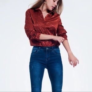 STACY ORANGE LONG SLEEVE BLOUSE